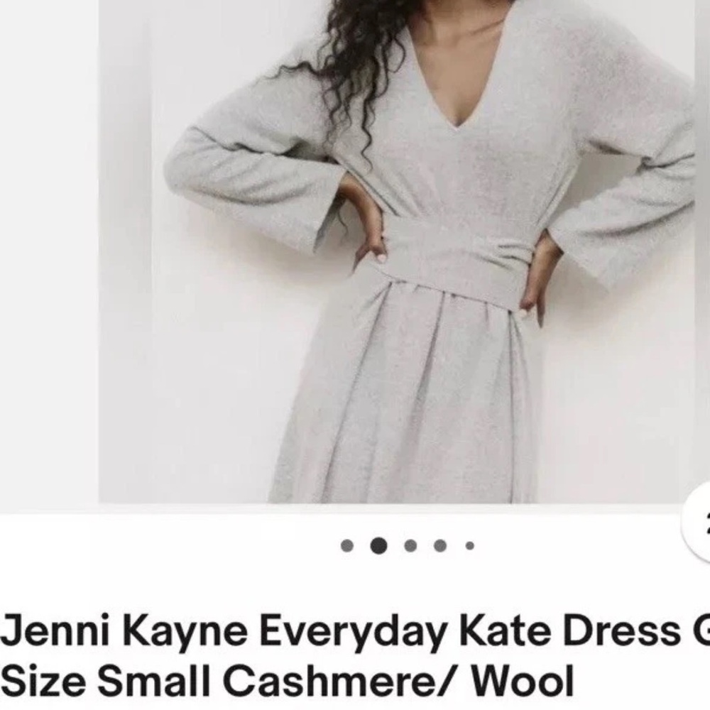 Jenni Kayne Light Gray Long Sleeve Dress wrap up cozy warm business casual
